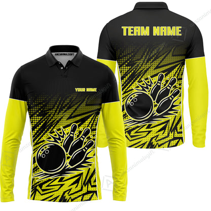 Customized Bowling Unisex Polo Shirt, Abstract Sameless Pattern Color Bowling Uniforms, Personalized Name And Team Name