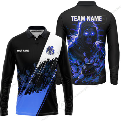 Custom Bowling Jersey Polo Shirt, Glow Reaper Bowling Custom Bowling Jersey Team Shirt For Players With Name & Team Name