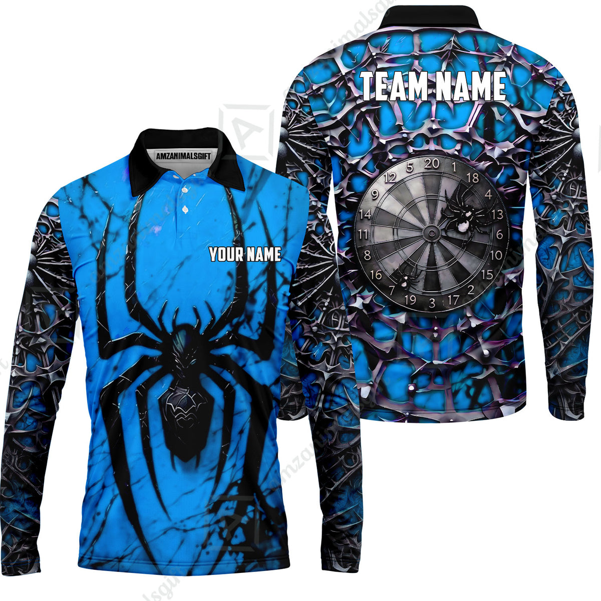 Custom Darts Jersey Polo Shirt, Gothic Widow Spiderweb, Custom Dart Jersey Team Shirt For Players With Name & Team Name