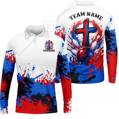 Custom Bowling Jersey Polo Shirt, Splash Pain Bowling Cross Colorful, Custom Bowling Jersey Team Shirt For Players With Name & Team Name
