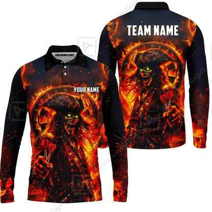 Custom Darts Jersey Polo Shirt, Ghost Pirate, Custom Dart Jersey Team Shirt For Players With Name & Team Name