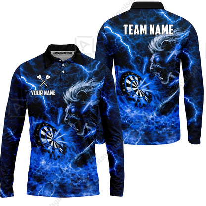 Custom Darts Team Jersey, Personalized Lightning Lion Jersey Shirt For Players With Name & Team Name