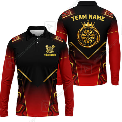 Custom Luxury Golden Crown Darts Jersey Polo Shirt, Custom Luxury Golden Crown Dart Jersey Team Shirt For Players With Name & Team Name