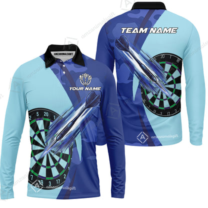 Long Sleeve Polo Shirt||Blue