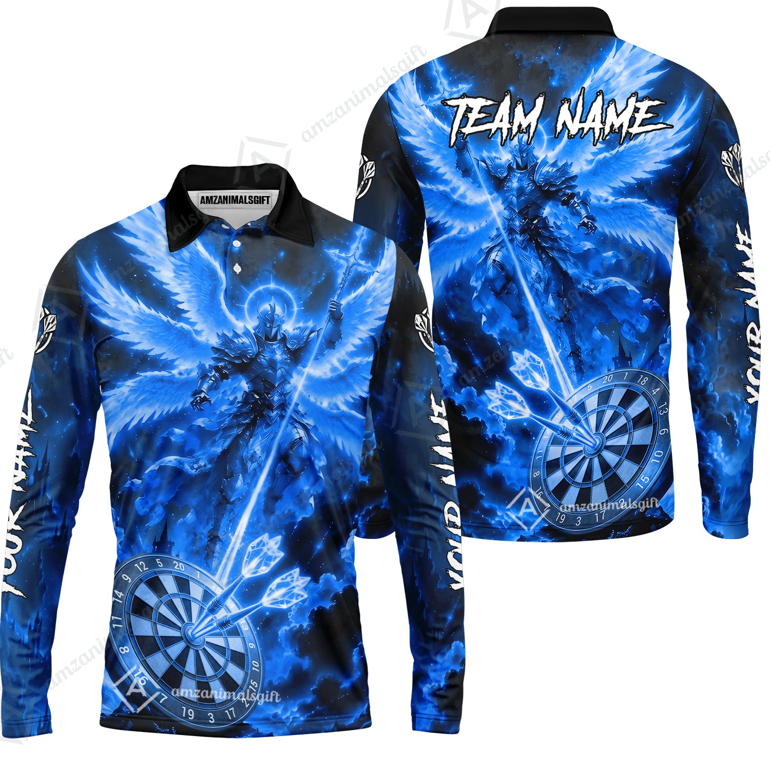 Long Sleeve Polo Shirt||Blue