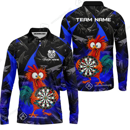 Custom Darts Team Jersey, Personalized Funky Rooster Dart Shirt For Players With Name & Team Name