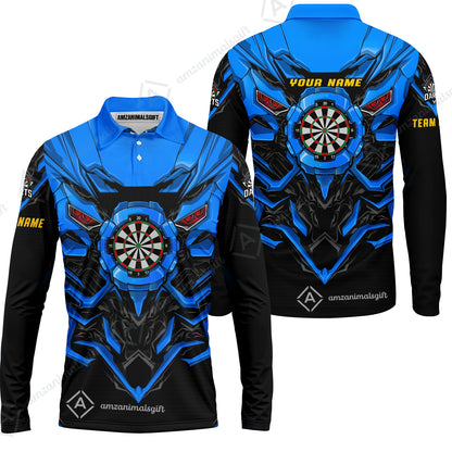 Long Sleeve Polo Shirt||Blue