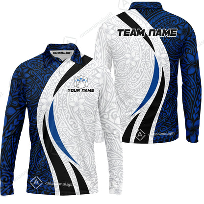 Long Sleeve Polo Shirt||Blue