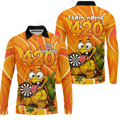 Custom Dart Jersey Team Shirt For Players, Funny Turtle 420, Personalize Name and Team Name
