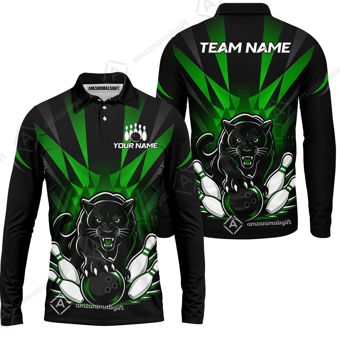 Long Sleeve Polo Shirt||Green