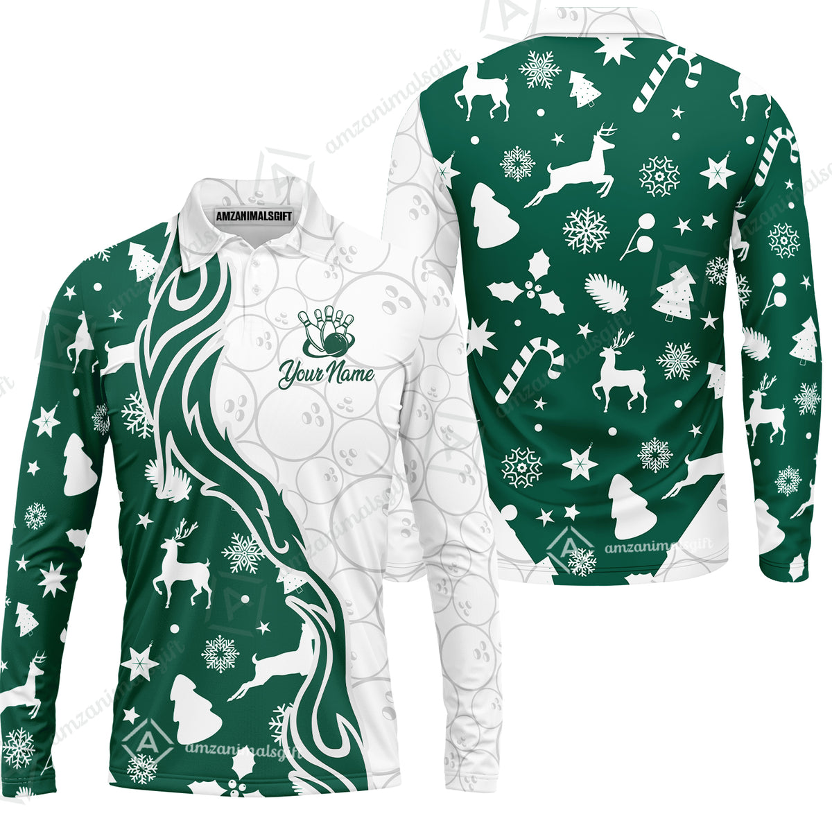 Long Sleeve Polo Shirt||Green