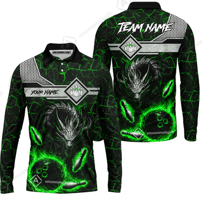 Long Sleeve Polo Shirt||Green
