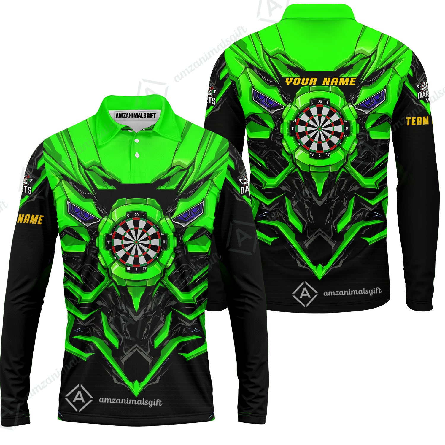 Long Sleeve Polo Shirt||Green