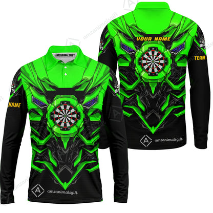 Long Sleeve Polo Shirt||Green