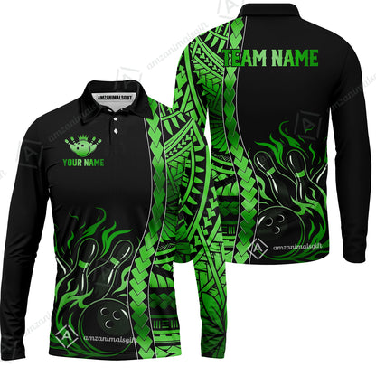 Long Sleeve Polo Shirt||Green