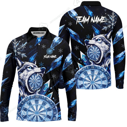 Customized Ice Wolf Crystal Winter Mascot Darts Jersey, Personalized Name And Team Name For Players