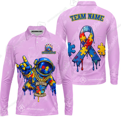 Long Sleeve Polo Shirt||Pink
