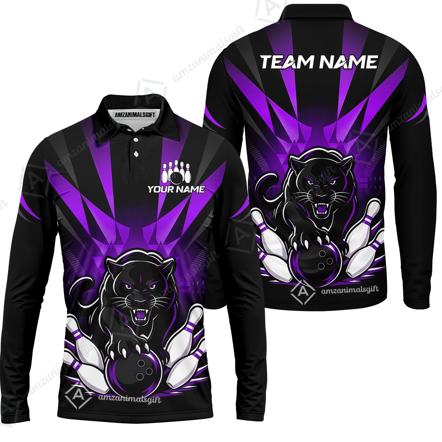 Long Sleeve Polo Shirt||Purple