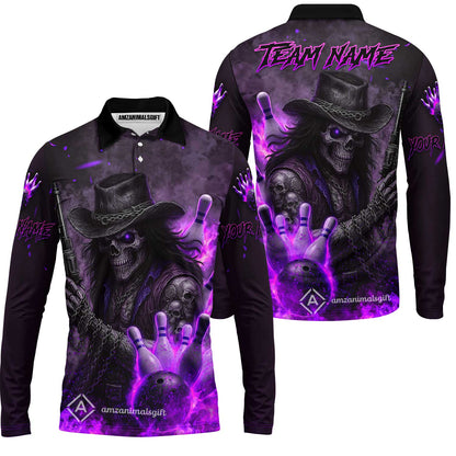 Long Sleeve Polo Shirt||Purple
