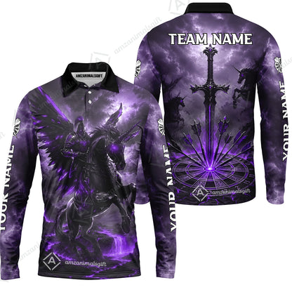 Long Sleeve Polo Shirt||Purple