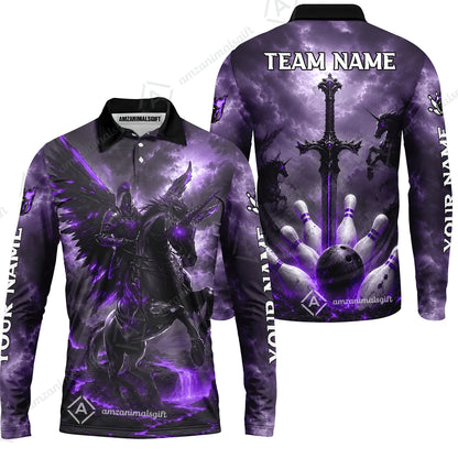 Long Sleeve Polo Shirt||Purple