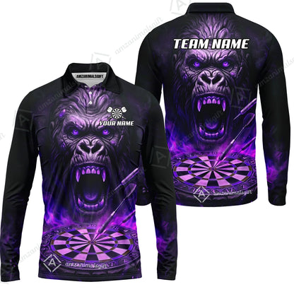 Long Sleeve Polo Shirt||Purple