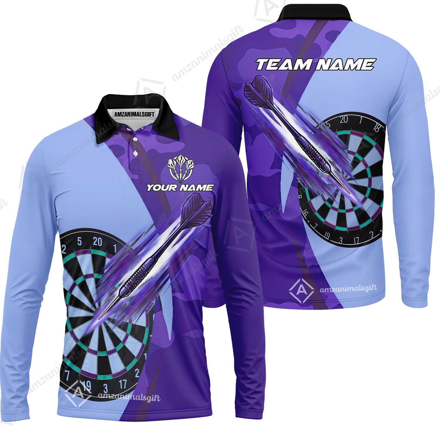 Long Sleeve Polo Shirt||Purple