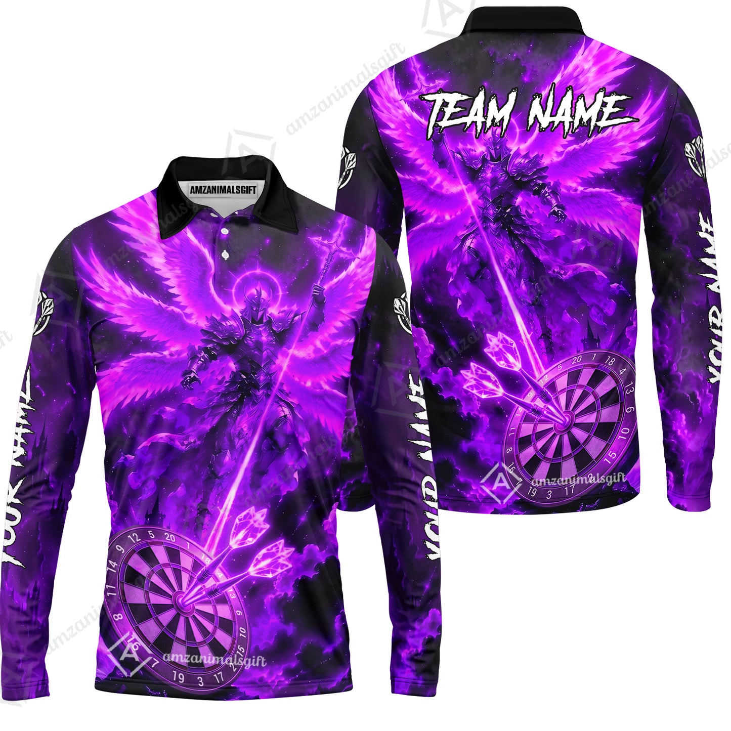 Long Sleeve Polo Shirt||Purple