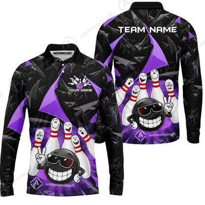 Long Sleeve Polo Shirt||Purple