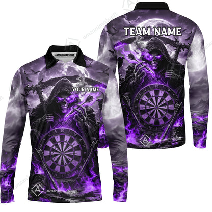 Long Sleeve Polo Shirt||Purple