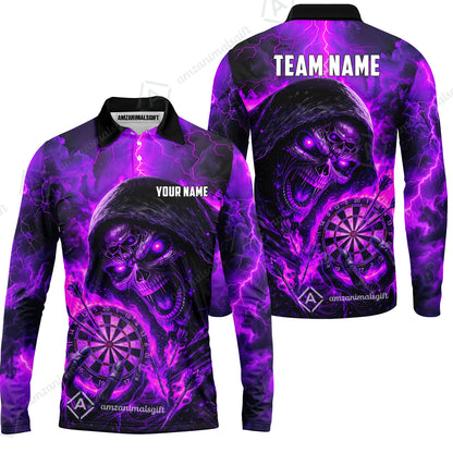 Long Sleeve Polo Shirt||Purple