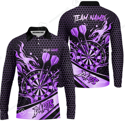 Long Sleeve Polo Shirt||Purple
