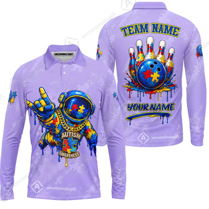 Long Sleeve Polo Shirt||Purple