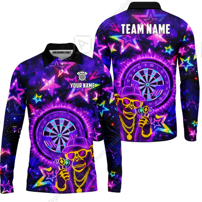 Long Sleeve Polo Shirt||Purple