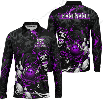 Long Sleeve Polo Shirt||Purple