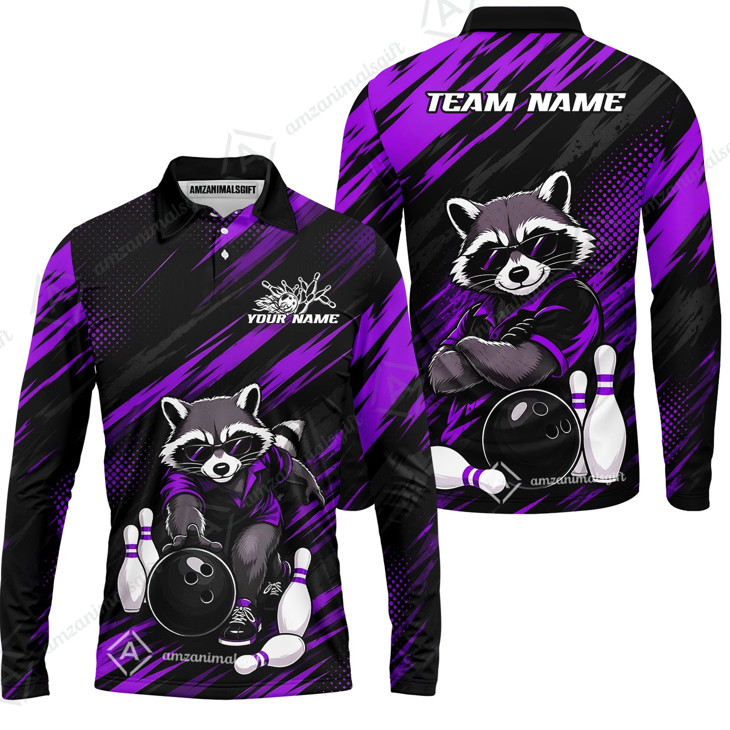 Long Sleeve Polo Shirt||Purple
