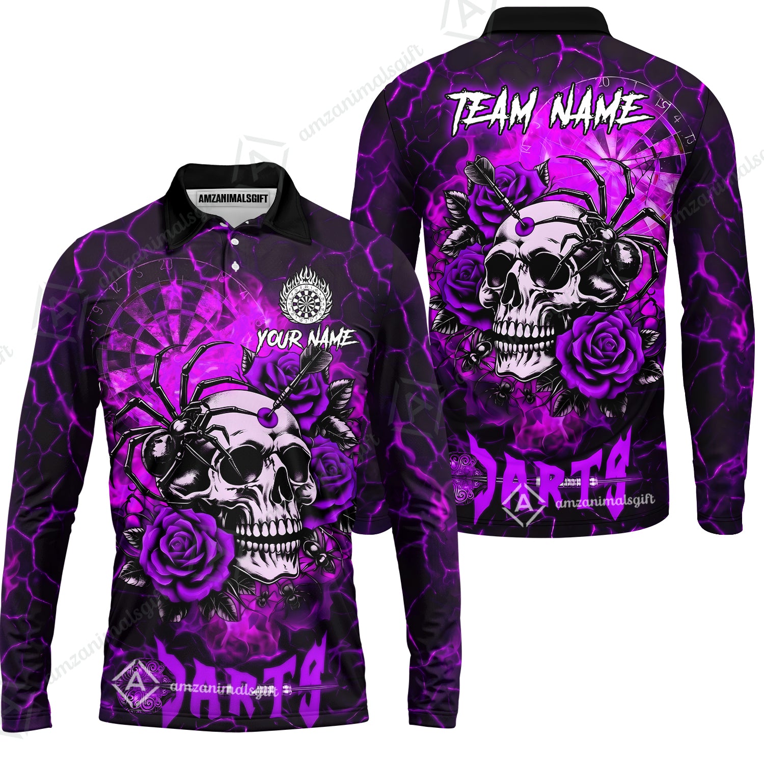 Long Sleeve Polo Shirt||Purple