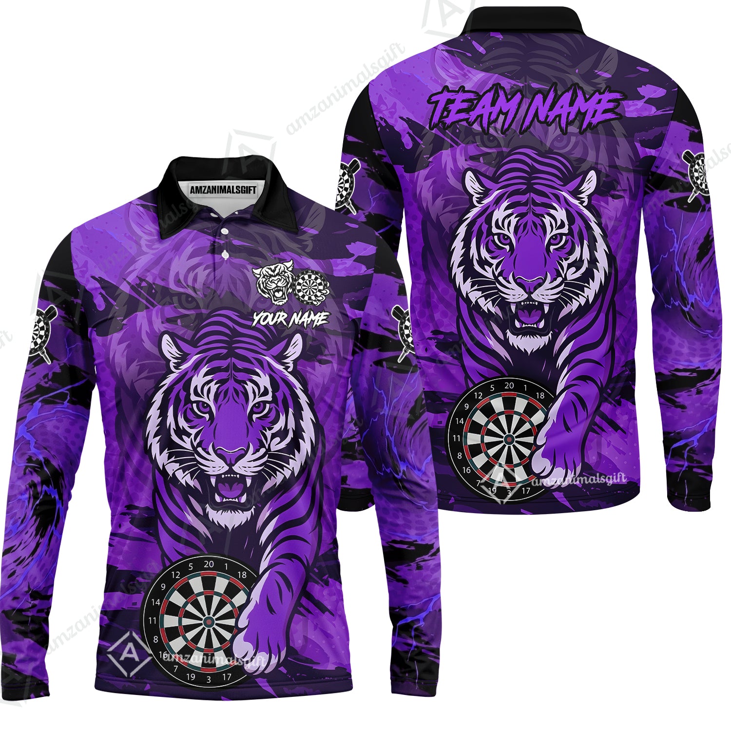 Long Sleeve Polo Shirt||Purple