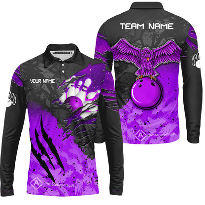 Long Sleeve Polo Shirt||Purple