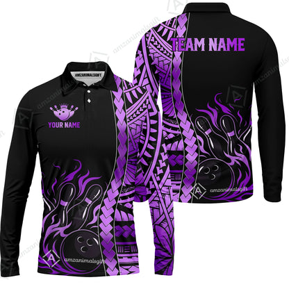 Long Sleeve Polo Shirt||Purple