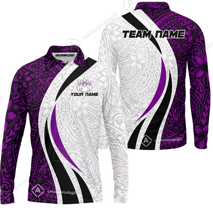 Long Sleeve Polo Shirt||Purple