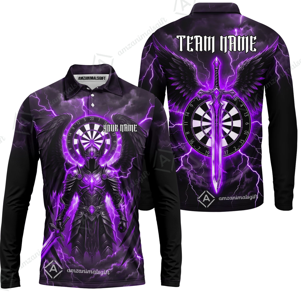 Long Sleeve Polo Shirt||Purple