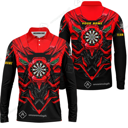 Long Sleeve Polo Shirt||Red