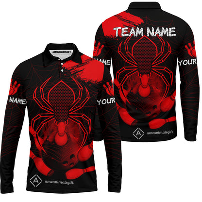 Long Sleeve Polo Shirt||Red