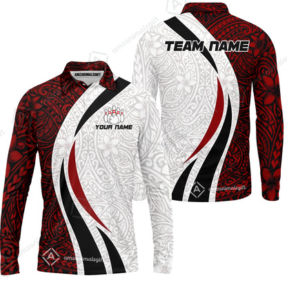 Long Sleeve Polo Shirt||Red