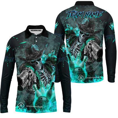 Long Sleeve Polo Shirt||Turquoise