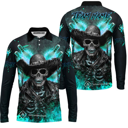 Long Sleeve Polo Shirt||Turquoise