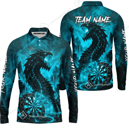 Long Sleeve Polo Shirt||Turquoise