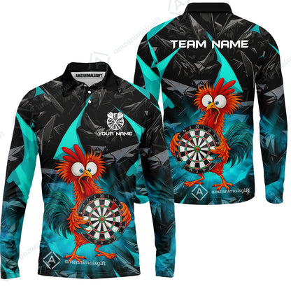 Custom Darts Team Jersey, Personalized Funky Rooster Dart Shirt For Players With Name & Team Name