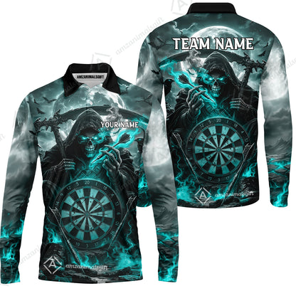 Long Sleeve Polo Shirt||Turquoise